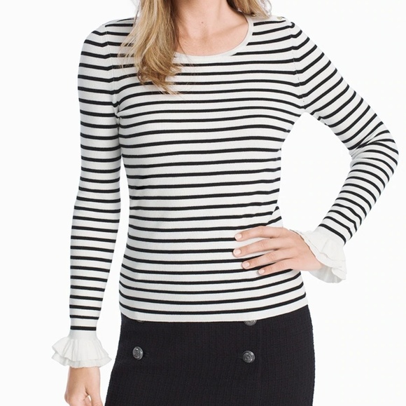 White House Black Market Sweaters - ●White House Black Market Ruffle Sleeve Sweater